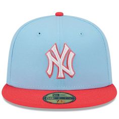 Bring some fresh Spring Color to your New York Yankees headwear with this 59FIFTY hat from New Era. Its two-tone design features the New York Yankees logo in pastel hues that coordinate with the contrasting visor. The fitted construction also ensures you get the perfect fit. Officially licensed High Crown Flat bill with ability to curve Imported Embroidered graphics with raised details Fitted Brand: New Era Wipe clean with a damp cloth Material: 100% Polyester Six panels with eyelets Structured Yankee Hat, New York Yankee Hat, New York Yankees Logo, Yankees Logo, 59fifty Hats, Spring Color, Pastel Hues, Spring Inspiration, Fitted Hat