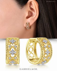 14K Yellow Gold Fashion Earrings EG13825Y45JJ #GabrielNY#DiamondJewelry#FineJewelry #GabrielAndCo#UniqueJewelry #DiamondJewelry#Jewelry #FineJewelry#FashionJewelry#UniqueJewelry#GiftIdeas#UniqueGifts  #DiamondEarrings#GoldEarrings#YellowGoldEarrings#GoldFashionEarrings#YellowGoldFashionEarrings Diamond Huggie Earrings, Diamond Huggies, Jewels Rings, Jewellery Gold, Earrings Inspiration, Earrings Studs, Diamond Stud, Gold Jewelry Fashion, Circle Earrings