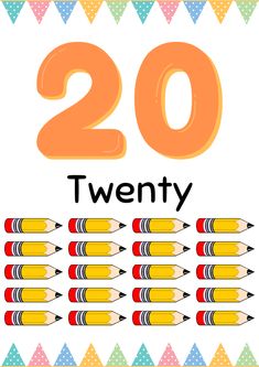 the number twenty with pencils in front of it and an image of two twenty