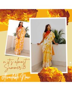 Gone are the days where you cannot wrap a saree coz it's hot outside.Every saree in this collection is made of 100% pure Mulmul cotton , in soothing fresh colours , with beautiful hand block prints of summer flowers. Dip yourself in our limited edition Summer'23 Cotton Sarees , and be the summer flower and the evening breeze that the world is waiting for. Detailed Description: Body Colour : Sun Orange Border  : No Border , Lace detailing at Aanchal end Pattern : Floral handblock prints on tie and dye fabric Summer Pre-draped Saree With Traditional Drape, Summer Cotton Dupatta With Cutdana, Summer Semi-stitched Saree With Pallu, White Cotton Saree For Summer, Summer White Saree With Unstitched Blouse, White Summer Saree With Unstitched Blouse, Summer Pallu Saree Unstitched, Summer Cutdana Saree In Traditional Drape, Traditional Drape Summer Saree With Pallu