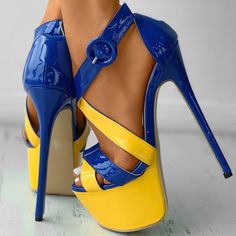 Bold Round Toe Sandals For Party, Bold Round Toe Party Sandals, Bold Party Sandals With Round Toe, Yellow Open Heel Sandals For Party, Bold Yellow Open Toe Heels, Yellow Platform Heels For Party, Yellow High Heel Party Shoes, Yellow Platform High Heels, Trendy Neon Yellow Party Sandals