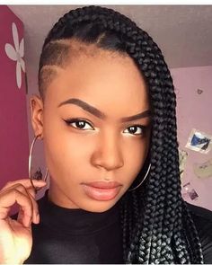 40 Exotic Braided Hairstyles with Shaved Sides (2023 Trends) Box Braids Men, Braided Mohawk Hairstyles, Cabello Afro Natural, Braids With Shaved Sides, Shaved Side Hairstyles, Blonde Box Braids, Jumbo Box Braids, Mohawk Braid, Goddess Braids Hairstyles