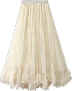 Chic Tulle Lined Maxi Skirt, Chic Flowy Tulle Maxi Skirt, Chic Flowy Tulle Petticoat, Flowy Tulle Maxi Skirt For Spring, Long Tulle Skirt For Spring, Summer Tulle Maxi Flared Skirt, Summer Flared Tulle Maxi Skirt, Chic Flowy Petticoat For Summer, Chic Flowy Tiered Petticoat