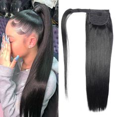 Ponytail Real Hair, Velcro Ponytail, Ponytail Straight Hair, Pony Styles, Ponytail Straight, Human Hair Ponytail Extensions, Human Hair Ponytail, Edge Brush, Long Human Hair Wigs