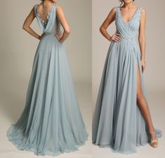 Dusty Blue Bridesmaid, Sukienki Maksi, Dusty Blue Bridesmaid Dresses, Blue Bridesmaid Dresses, فستان سهرة, Blue V, Dress Evening, Stretch Satin, Chiffon Lace