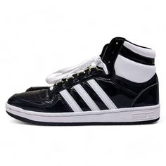 Adidas Top Ten Rb 'Black White Gold' Shoes Patent Leather Fz6191 Men's Size 11.5 Adidas Top Ten Rb Shoes New With Tag Men's Size 11.5 Core Black/Cloud White/Gold Metallic High Top Sneakers Patent Leather Sku: Fz6191 Fast Shipping All Photos Are Of The Exact Pair Of Shoes Listed Classic Adidas Leather High-top Sneakers, Casual High-top Patent Leather Sneakers, Adidas Classic High-top Custom Sneakers, Classic Adidas High-top Custom Sneakers, Adidas Classic High-top Sneakers, Casual Patent Leather High-top Sneakers With Round Toe, Casual Patent Leather High-top Lace-up Sneakers, Adidas Mid-top Leather Basketball Shoes, Mid-top Leather Basketball Shoes With Adidas Logo