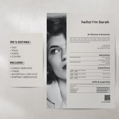 a white brochure with an image of a woman's face on it