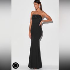 Never Worn, Still In Package! Timeless Dress. Size Small. Size Small Sold Out On Lulu’s Currently. Black Strapless Mermaid Dress For Party, Strapless Black Mermaid Dress For Party, Black Strapless Fitted Mermaid Dress, Strapless Fitted Black Mermaid Dress, Elegant Strapless Mermaid Dress For Night Out, Glamorous Black Strapless Maxi Dress, Black Maxi Length Mermaid Dress For Night Out, Strapless Ruffled Mermaid Party Dress, Strapless Mermaid Dress With Ruffles For Party