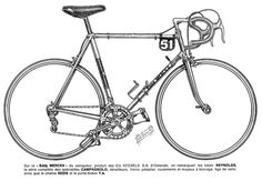 a drawing of a bicycle with the number 15 on it's front wheel and seatposts