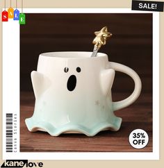 Fashion Household Halloween Ghost Ceramic Water Cup Tableware Ghost Ceramic, Couple Cups, Green Cups, Holiday Cups, Creative Coffee, Pink Cups, Juice Cup, Halloween Drinks, Milk Cup