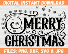 merry christmas svg file with snowflakes