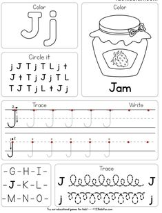 the letter j worksheet for preschool and pre - k students to practice their handwriting