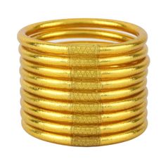 PRICES MAY VARY. All Weather Bangles (AWB) are the force at BuDhaGirl. Gold All Weather Bangles are 7.5inches | 19.1cms in circumference and 2.5inches | 6.2cms in diameter. Each of the nine bangles in the set is meant to represent an intention for your day. Bangles are weightless, soundless, waterproof and TSA proof. Gold AWB are made of flexible, polyvinyl carbonate rings that are hand-filled with gold leaf and sealed with our exclusive BuDhaGirl Serenity Prayer bead. All Weather Bangles (AWB) Gold Bracelets Bangles, Buddha Bangles, Budhagirl Bangles, Gameday Fits, Pakistani Jewellery, Bday List, Fawn Colour, Courage To Change, Serenity Prayer