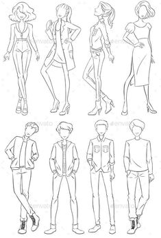 a line drawing of people in different poses