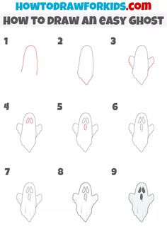 how to draw an easy ghost step by step drawing for kids with pictures and instructions