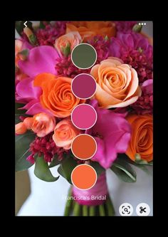 a bouquet with orange, pink and purple flowers in the center is featured on an instagram