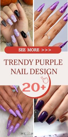 Purple Nail Design, Elegant Manicure, Nail Collection, Fall Nail Trends, Purple Nail Designs, Purple Fits, Purple Nail