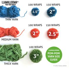 crochet yarn is shown with the numbers for each item