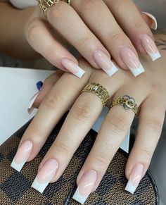 Medium French Tips Acrylic Nails, Medium Length French Tip Nails Square, Extreme Square Nails, Medium Length French Nails, Square Deep French Nails, Gel X French Tip Nails Square, Square Extreme Nails, Square Medium French Tip, High Arch French Tip Nails