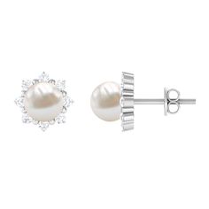 Product Details Add graceful charm to your looks by wearing these Flower Stud Earrings. They speak elegance at every glance, embellished with gorgeous Freshwater Pearl at the center and Round Shape Diamonds adding shine to the floral design. These White Pearl Earrings come with a screw-back closure that keeps them secured in place. Create a statement wherever you go while wearing these Freshwater Pearl Earrings. Product Information SKU SHP-EARRINGS082210279 Weight 1.52 gm (Approximate) FRESHWATE