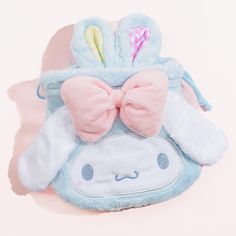 These super kawaii Cinnamoroll pouches were made to celebrate the Easter season! Each one showcases Cinnamoroll dressed up as the easter bunny. Use these pouches to store your charms and other nicknacks. Pouches feature drawstring closures Total of 2 pouches in the set Cute Light Blue Bag For Gift, Cute Pink Bunny Design Bags, Cute White Bag With Bunny Design, Kawaii Blue Bag For Gift, Kawaii Blue Bag Perfect For Gifts, Kawaii Blue Bag For Gifting, Blue Kawaii Bag For Gift, White Kawaii Pouch Gift, White Kawaii Pouch As A Gift