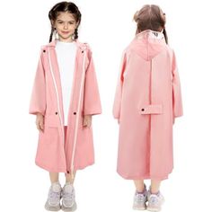 Kids Raincoat's Size---- M Sizerecommended Height Range90-120cm/35.43''-47.24''; -----L Sizerecommended Height Range120-135cm/47.24''-53.15'';----- Xl Size Recommended Height Range135-150cm/53.15''-59.06''. Girl Rain Coat: This Water-Resistant Girl's/Boys’ Raincoat Is Dry Without Being Too Bulky. Constructed From Premium Material The Double-Layer Design Of The Zipper And Buttons Completely Prevents Rain And Wind From Wetting The Clothes Inside. A Fully Lined Waterproof Hooded Jacket For Boys Wil Raincoat For Rainy Weather With Long Sleeves, Solid Long Sleeve Raincoat For Rainy Weather, Hooded Outerwear For Rainy Weather, Pink Outerwear For School In Fall, Solid Raincoat With Adjustable Hood For Spring, Solid Hooded Raincoat For Rainy Season, Spring Raincoat With Adjustable Hood, Fall School Outerwear With Adjustable Hood, Spring Solid Color Raincoat With Adjustable Hood