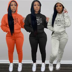 Letter Print Hooded Sweatshirt+pants Sweatsuits Cotton Drawstring Tracksuit For Leisure, Cotton Leisure Tracksuit With Drawstring, Leisure Cotton Tracksuit With Drawstring, Winter Sportswear Sets With Pockets, Hooded Solid Sets For Fall, Hooded Solid Color Sets For Fall, Fall Leisure Tracksuit With Drawstring, Casual Long Sleeve Sets For Winter, Casual Long Sleeve Winter Sets