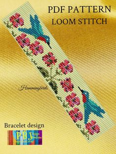 a cross stitch book cover with an image of a bird and flowers on the side