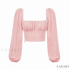 Lasaky - Sensual Short-Sleeved Slim-Fit Chiffon Blouse with a Square Neckline Quinceanera Surprise Dance Outfits, Kitty Costume, Crop Top Styles, Surprise Dance, Quinceanera Ideas, Modest Outfit, Lantern Sleeved Blouses, Slim Fit Top, Cropped Tops