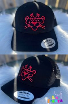 Gorras Bélicas Pink Panther Hat Handmade *ajustable  *Adult Retro Trucker Cap *all black Pink Panther, Hat Handmade, Pink Panthers, Denver Co, Trucker Cap, Panther, All Black, Denver, Caps Hats