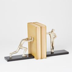 Blockhead Bookends-Global Views-GVSA-8.81021-Bookends-1-France and Son Home Shelves, Book Rest, Mini Library, Gold Book, Book Ends, Global Views, Book Stands, Study Table, Muscular Men