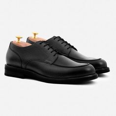 Anders Split Toe Derby Classic Lace-up Shoes With Textured Sole And Almond Toe, Classic Black Dress Shoes With Textured Sole, Masculine Cap Toe Dress Shoes For Business Casual, Semi-formal Leather Shoes With Perforated Toe Box, Business Leather Shoes With Textured Moc Toe, Masculine Oxfords With Textured Sole, Masculine Cap Toe Shoes For Business Casual, Masculine Cap Toe Dress Shoes For Derby, Cap Toe Dress Shoes For Derby