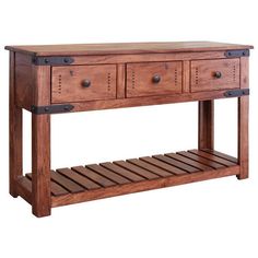 Umey 55 Inch 3 Drawer Sofa Table, Slatted Bottom Shelf, Brown Mango Wood By Casagear Home Hall Tables, Living Room Table Sets, Industrial Livingroom, Wood Console Table, Living Table, Wood Console, Sofa Tables, Solid Mango Wood, Bottom Shelf