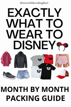 an advertisement for the disney merchandise line, which includes mickey ears and minnie mouse shirts