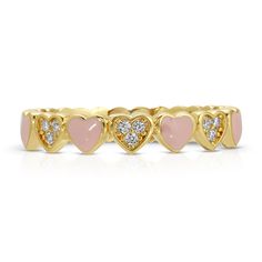 Heart eyes for this delicate stacking band! Interlock 2 together and build the sweetest stack. Enamel and pavé go half way around the band and back of band is plain gold hearts. 14k gold plated brass pavé 1mm cz stones enamel detail 3mm hearts Questions about Shipping & Returns? Elizabeth Stone, Gold Hearts, First Crush, Stacking Bands, Heart Eyes, Stacking Ring, Christmas Wishlist, Cz Stone, Heart Of Gold