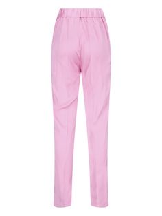 Sa Su Phi pink silk blend trousers, high waist, hook and zip closure, maxi side patch pockets, straight leg. Composition: 57% Silk, 43% Viscose Elegant Pink Bottoms With Elastic Waistband, Elegant Pink Pants With Elastic Waistband, Pink Straight Leg Pants With Elastic Waistband, Formal Pink Long Pants, Chic Pink Tapered Leg Pants, Pink Tapered Leg Bottoms For Work, Pink Tapered Leg Pants With Elastic Waistband, Pink Tapered Leg Workwear Pants, Pink Tapered Leg Pants For Work