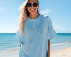 Embrace the ocean-inspired style with our "All I Need is Vitamin Sea" shirt, perfect for anyone who craves the Southern beachy vibes. Whether you're lounging by the shore or catching waves, this Vitamin Sea shirt will keep you stylish and connected to the sea. All designs are available on t-shirts, sweatshirts, and hoodies. Feel free to send me a message if you can't find the product you need! MATERIAL This t-shirt is soft and has the perfect amount of stretch. It is flattering and comfortable f Blue Beachwear Shirt For Beach, Beachy Tops With Upf 50+ For Vacation, Beachy Upf 50+ Tops For Spring, Blue Beachy T-shirt For Beach, Beachy Blue T-shirt For Beach, Blue Summer Beach Shirt, Blue Summer Shirt For Beach, Blue Beach Tops With Upf 50+, Blue Summer Shirt For Beach Season