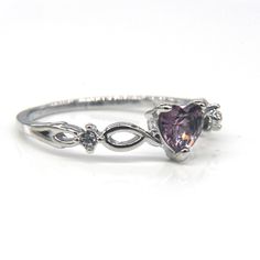 Silver Ring With Purple Heart. Thin Sleek Style. Only Size 6 Available. Free Gift With Purchase. Fast Shipper. R 141 Wedding Rings With Hearts, Promise Rings Silver Heart, Amethyst Heart Ring, Amethyst Wedding Rings Silver, Purple Promise Ring, Silver Amethyst Ring, Dainty Purple Wedding Ring, Silver Crystal Promise Ring, Fairytail Outfits