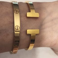 Gold Bracelets Love And T Stainless Steel Non Tarnishing Hypoallergenic Can Be Worn Everyday Without Tarnishing Water Resistant T Initial, Sparkle Jewelry, Gold Bracelets, Initial Bracelet, One Love, Womens Jewelry Bracelets, Gold Bracelet, Initials, First Love