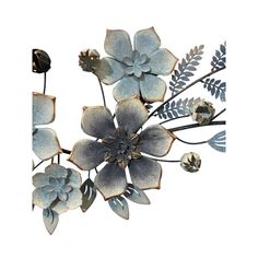 Here’s a lovely early 2000s tole metal wall sculpture with light and darker blue flowers with leaves and buds. The whole arrangement has a copper trim and shimmer overlay. It is in mint condition with two hanging loops on the back side.  Thank you for browsing our shop!! We invite you to FOLLOW us to get sale and markdown notices on the items you love! Whenever possible we COMBINE SHIP on multiple purchases. We will inform Chairish of the unused shipping labels and they will refund your savings. Keep browsing our shop, stay as long as you like and reach out with any comments or questions. Cheers to you!! Trim Wall, Flowers With Leaves, Dark Blue Flowers, Bunny Williams Home, Bunny Williams, Metal Wall Sculpture, Shipping Labels, Wall Sculpture, Cornflower Blue