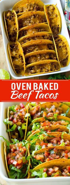 an oven baked beef tacos in a casserole dish