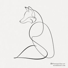 a line drawing of a fox sitting down