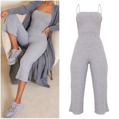 Prettylittlething Grey Marl Vneck Oversized Jumpsuit Brand Tag Size 6 Details: Straight Neck / Ribbed Material / Oversized Fit / Spagetti Straps Fabric: 95% Polyester; 5% Elastane Color Grey Solid Color V-neck Jumpsuit For Loungewear, Spring Solid Color Loungewear Jumpsuits And Rompers, Oversized Jumpsuits And Rompers For Summer Loungewear, Chic Solid Color Jumpsuits And Rompers For Loungewear, Gray Jumpsuits And Rompers For Fall Loungewear, Casual Gray Jumpsuits And Rompers For Lounging, Oversized Solid Color Loungewear Jumpsuits And Rompers, Oversized Solid Color Loungewear Jumpsuit, Oversized Solid Color Jumpsuits And Rompers For Loungewear