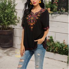 🌸 Beautiful Embroidery Flower Design Blouse | Tribal Hippie Designs | Boho Floral Blouse | Embroidered Blouse For Women | Gift For Her 🎁 🌟 What's Included - 1x Embroidery Flower Design Blouse 👗 Are you looking to liven up your wardrobe? Well, look no further than this beautiful embroidered floral blouse! This blouse is a great casual piece to style around your day! 🛍️ Providing comfort in a blouse is one of our biggest priorities when designing our items. This is why we have made sure to us Flower Design Blouse, Floral Embroidery Blouse, Embroidered Tops, Hippie Designs, Design Blouse, Plus Size Blouse, Tops Long Sleeve, Embroidery Blouse, Boho Stil