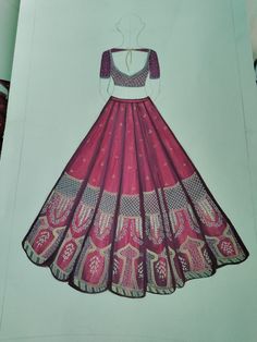 a drawing of a dress on display in a book with an image of a woman's skirt