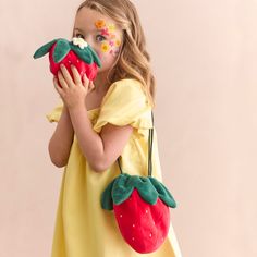 This fruity bag is so much fun! It's the perfect kid's accessory to give a summery look anytime of the year. Crafted from luxurious velvet, so it's ideal as a special gift for a special someone. Playful Summer Shoulder Bag For School, Playful Summer School Shoulder Bag, Playful Red Bag For Gift, Playful Pouch Shoulder Bag For School, Playful Summer School Bags, Fun Summer School Bags, Cute Summer Pouch Bag, Cute Pouch Bags For Summer, Playful Red Summer Bags