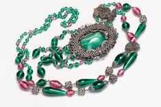 Vintage 1930's Flapper Necklace.Vintage 1930’s Czech necklace in very good condition. Collectors item! Approximate Measurements: Chain Length 34”. Pendant Length 6.5”. Flapper Necklace, Genuine Love, Tea Pots Vintage, Necklace Vintage, Pink Glass, Only 1, Buy Vintage, Chain Lengths, Chain Length