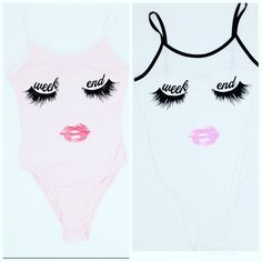 Weekend Eyelashes Print Bodysuit Colors: White & Pink Pink Has White Trim White Has Black Trim 95% Rayon 5% Elastic Very Soft & Stretchy Size M Bundle Your Likes For Extra Savings If Purchasing Shop With Confidence Same Day Shipping Feminine White Bodysuit For Party, Trendy Summer Bodysuit For Loungewear, White Trendy Bodysuit For Loungewear, Trendy White Bodysuit For Loungewear, Chic Pink Bodysuit For Loungewear, White Bodysuit For Summer Night Out, Print Bodysuit, Pink Pink, White Trim