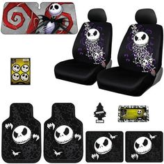 halloween themed car seat covers with jack skellings and other accessories for the interior