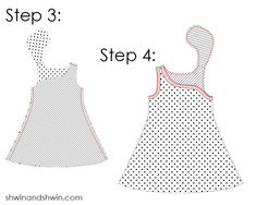 the sewing pattern shows how to sew this dress